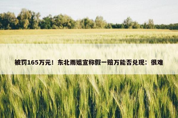 被罚165万元！东北雨姐宣称假一赔万能否兑现：很难