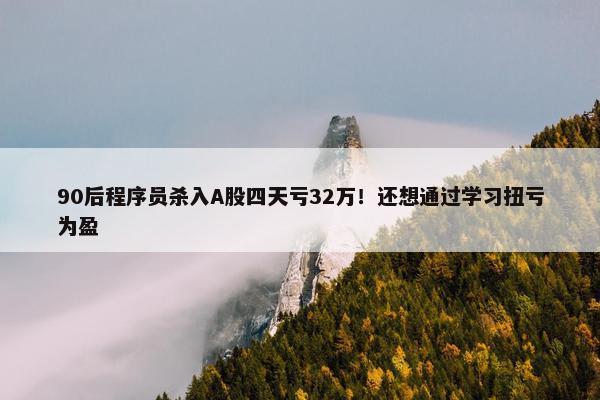 90后程序员杀入A股四天亏32万！还想通过学习扭亏为盈