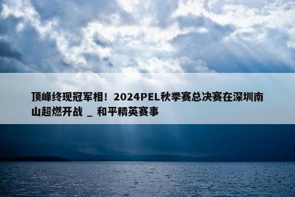 顶峰终现冠军相！2024PEL秋季赛总决赛在深圳南山超燃开战 _ 和平精英赛事