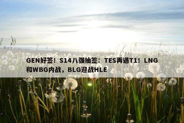 GEN好签！S14八强抽签：TES再遇T1！LNG和WBG内战，BLG迎战HLE