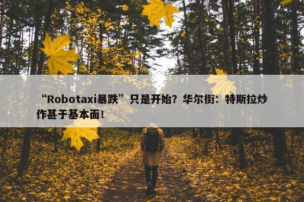 “Robotaxi暴跌”只是开始？华尔街：特斯拉炒作甚于基本面！