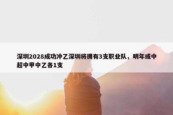 深圳2028成功冲乙深圳将拥有3支职业队，明年或中超中甲中乙各1支