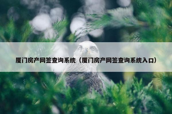 厦门房产网签查询系统（厦门房产网签查询系统入口）