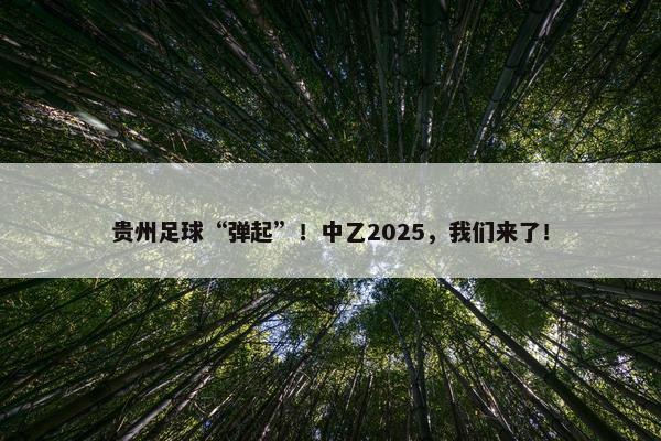 贵州足球“弹起”！中乙2025，我们来了！