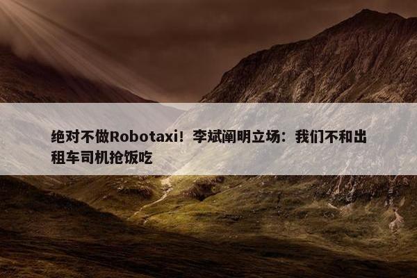 绝对不做Robotaxi！李斌阐明立场：我们不和出租车司机抢饭吃