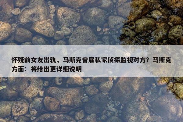 怀疑前女友出轨，马斯克曾雇私家侦探监视对方？马斯克方面：将给出更详细说明