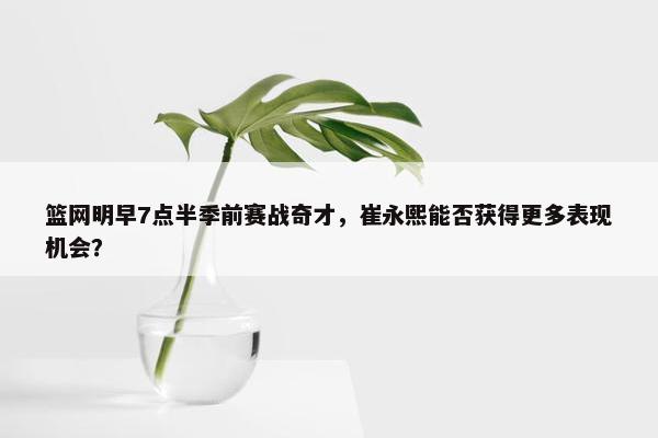 篮网明早7点半季前赛战奇才，崔永熙能否获得更多表现机会？