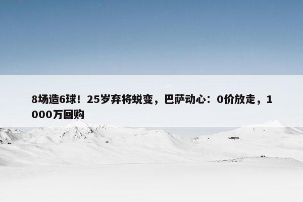 8场造6球！25岁弃将蜕变，巴萨动心：0价放走，1000万回购