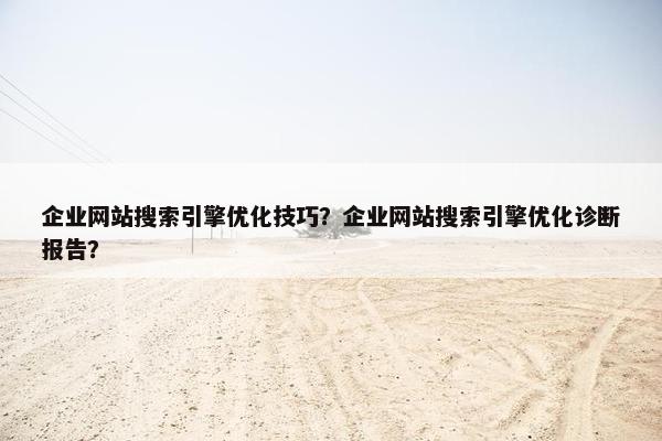 企业网站搜索引擎优化技巧？企业网站搜索引擎优化诊断报告？