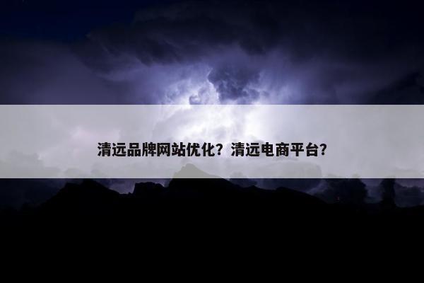 清远品牌网站优化？清远电商平台？