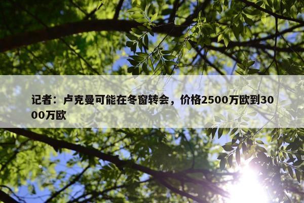 记者：卢克曼可能在冬窗转会，价格2500万欧到3000万欧