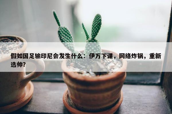 假如国足输印尼会发生什么：伊万下课，网络炸锅，重新选帅？