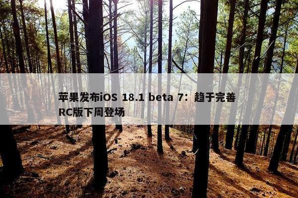 苹果发布iOS 18.1 beta 7：趋于完善 RC版下周登场