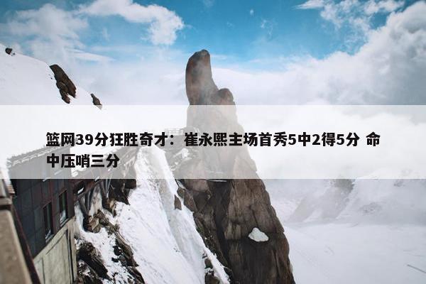 篮网39分狂胜奇才：崔永熙主场首秀5中2得5分 命中压哨三分