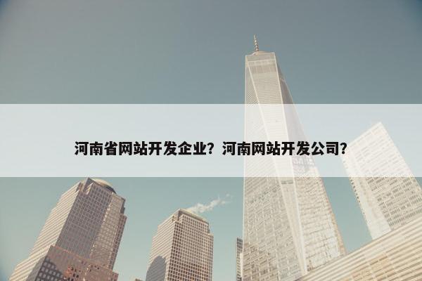 河南省网站开发企业？河南网站开发公司？