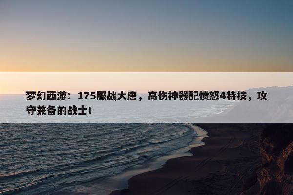 梦幻西游：175服战大唐，高伤神器配愤怒4特技，攻守兼备的战士！