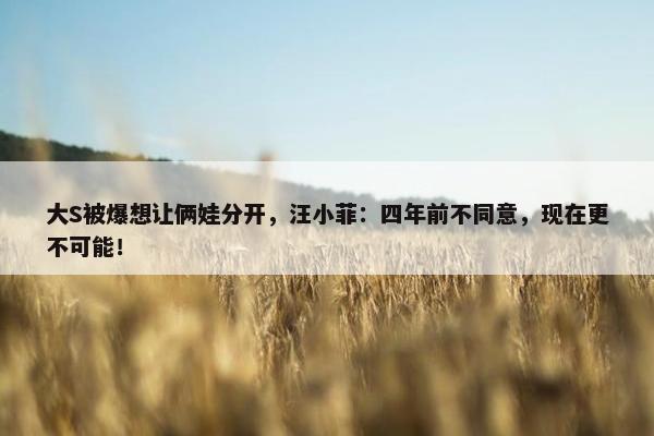 大S被爆想让俩娃分开，汪小菲：四年前不同意，现在更不可能！