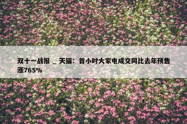 双十一战报 _ 天猫：首小时大家电成交同比去年预售涨765%