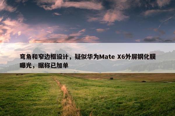 弯角和窄边框设计，疑似华为Mate X6外屏钢化膜曝光，据称已加单