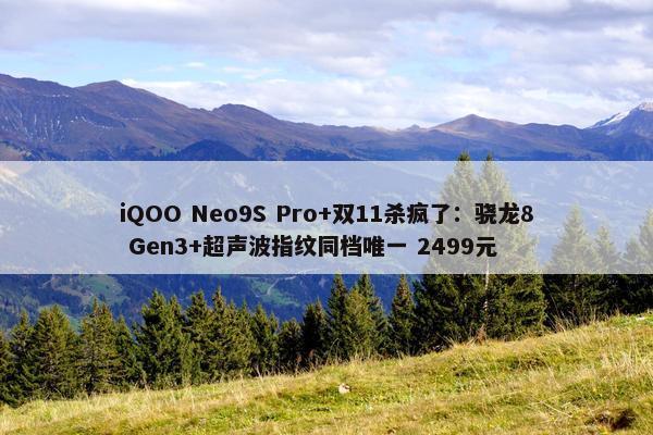 iQOO Neo9S Pro+双11杀疯了：骁龙8 Gen3+超声波指纹同档唯一 2499元