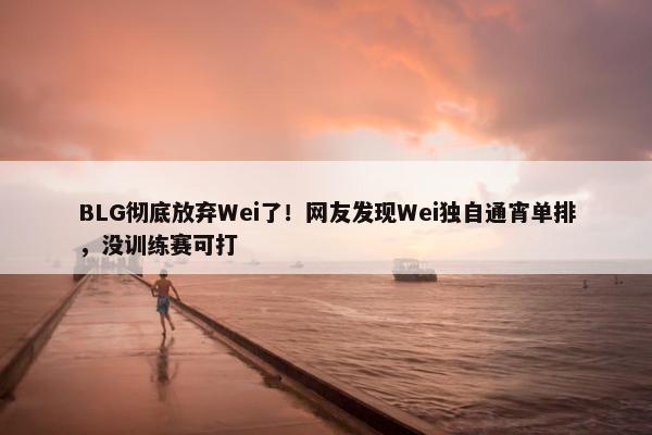 BLG彻底放弃Wei了！网友发现Wei独自通宵单排，没训练赛可打