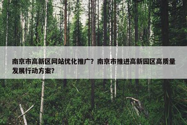 南京市高新区网站优化推广？南京市推进高新园区高质量发展行动方案？