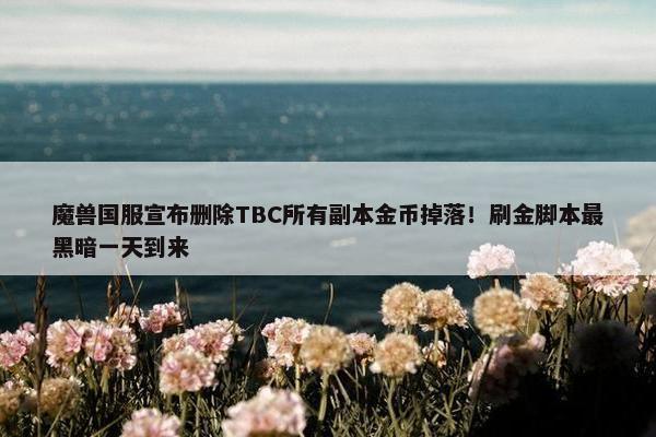 魔兽国服宣布删除TBC所有副本金币掉落！刷金脚本最黑暗一天到来