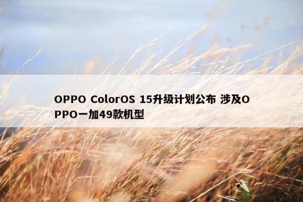 OPPO ColorOS 15升级计划公布 涉及OPPO一加49款机型