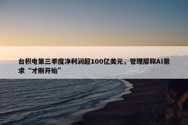 台积电第三季度净利润超100亿美元，管理层称AI需求“才刚开始”