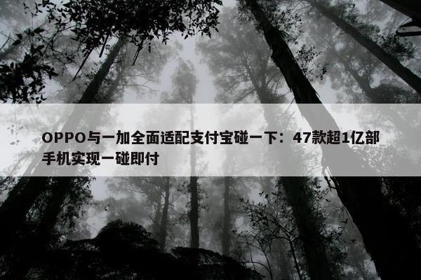 OPPO与一加全面适配支付宝碰一下：47款超1亿部手机实现一碰即付