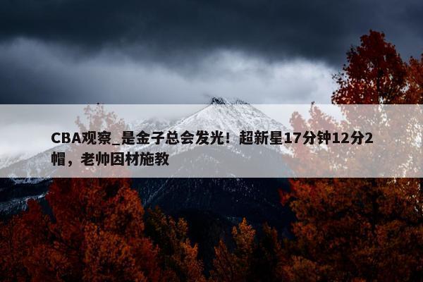 CBA观察_是金子总会发光！超新星17分钟12分2帽，老帅因材施教