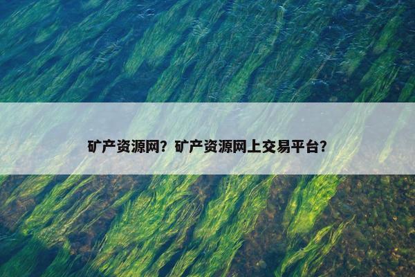 矿产资源网？矿产资源网上交易平台？