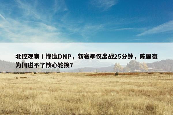 北控观察丨惨遭DNP，新赛季仅出战25分钟，陈国豪为何进不了核心轮换？