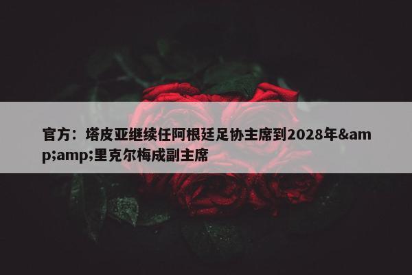 官方：塔皮亚继续任阿根廷足协主席到2028年&amp;里克尔梅成副主席