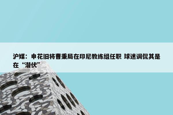 沪媒：申花旧将曹秉局在印尼教练组任职 球迷调侃其是在“潜伏”