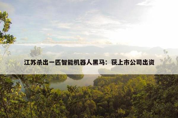 江苏杀出一匹智能机器人黑马：获上市公司出资