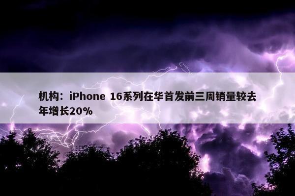 机构：iPhone 16系列在华首发前三周销量较去年增长20%