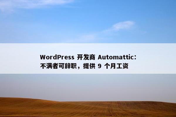 WordPress 开发商 Automattic：不满者可辞职，提供 9 个月工资