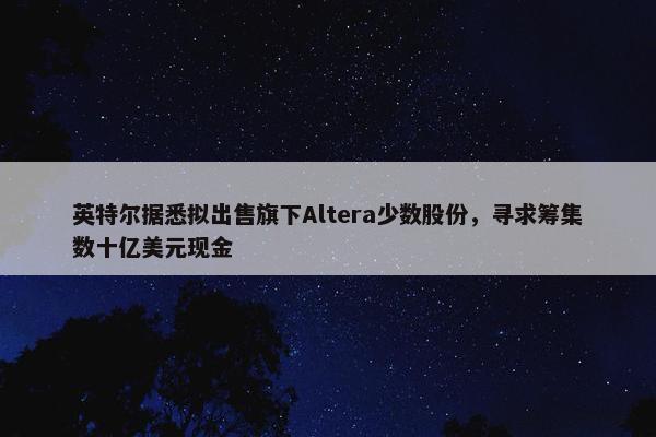 英特尔据悉拟出售旗下Altera少数股份，寻求筹集数十亿美元现金