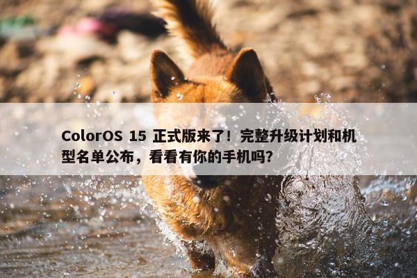 ColorOS 15 正式版来了！完整升级计划和机型名单公布，看看有你的手机吗？