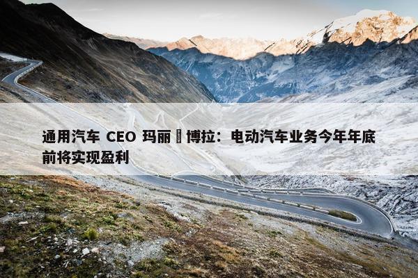 通用汽车 CEO 玛丽・博拉：电动汽车业务今年年底前将实现盈利