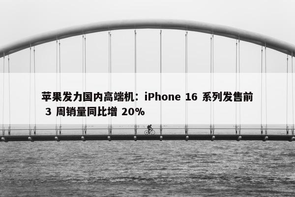 苹果发力国内高端机：iPhone 16 系列发售前 3 周销量同比增 20%