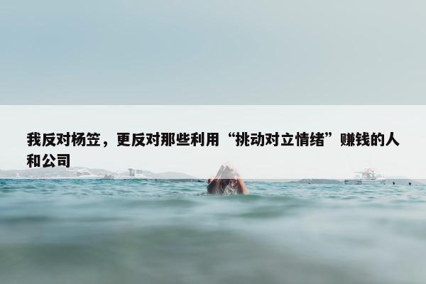 我反对杨笠，更反对那些利用“挑动对立情绪”赚钱的人和公司