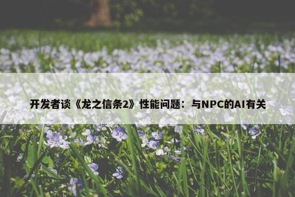 开发者谈《龙之信条2》性能问题：与NPC的AI有关