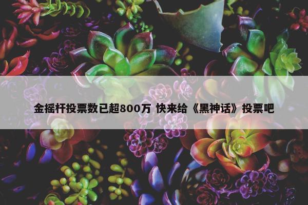 金摇杆投票数已超800万 快来给《黑神话》投票吧