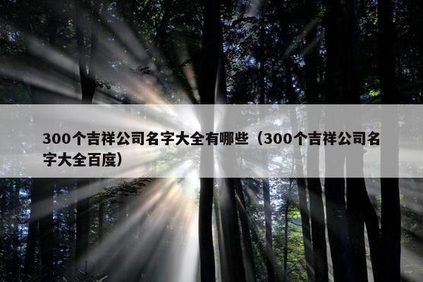 300个吉祥公司名字大全有哪些（300个吉祥公司名字大全百度）