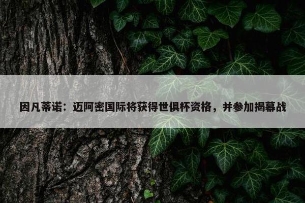 因凡蒂诺：迈阿密国际将获得世俱杯资格，并参加揭幕战