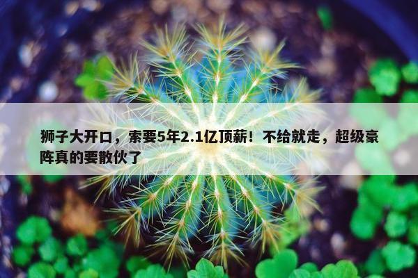 狮子大开口，索要5年2.1亿顶薪！不给就走，超级豪阵真的要散伙了