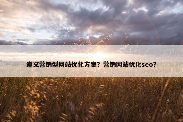 遵义营销型网站优化方案？营销网站优化seo？