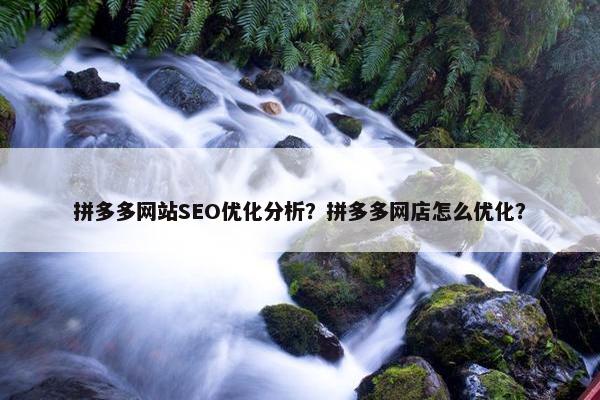 拼多多网站SEO优化分析？拼多多网店怎么优化？